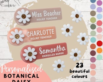 Personalised Work Name Coloured Daisy Badge - Custom Work Badge - Daisy Name Badge - Pink Name Badge  - Personalised Gift