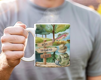 Personalized Fishing Mug for Dad, Grandad, or Uncle - Custom Fishing Gift with Kids and Dog