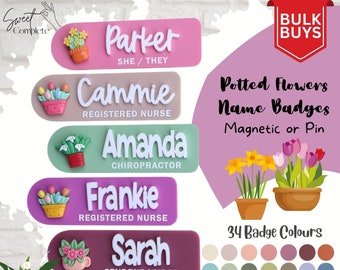 Flower Pot Work Name Badge - Flower Name Badge - Daffodil Work Badge - Nurse Name Badge - Personalised Gift