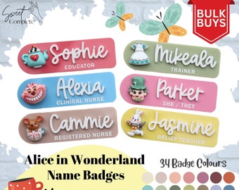 Alice in Wonderland Work Name Badge - Rabbit Name Badge - High Tea Work Badge - Nurse Name Badge - Teachers Badge - Personalised Gift