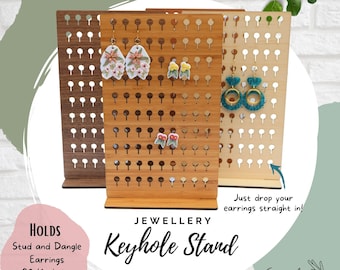Earring Easy-drop Keyhole Stand - Earrings Display - Jewellery stand - Earring holder - Pin Display - Wooden Anniversary gift