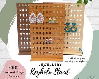 Earring Easy-drop Keyhole Stand - Earrings Display - Jewellery stand - Earring holder - Pin Display - Wooden Anniversary gift