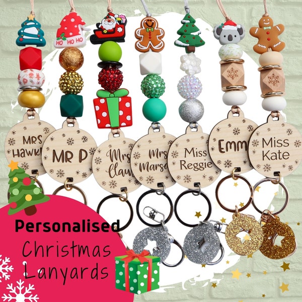 Christmas Personalised Lanyard - Teachers Lanyard - Gingerbread Lanyard - Koala Lanyard - Teacher Gift - Personalised gift