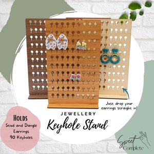 Earring Easy-drop Keyhole Stand - Earrings Display - Jewellery stand - Earring holder - Pin Display - Wooden Anniversary gift