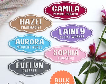 Personalised Elegant Name Badge 3D - Nurse - Vet - Dentist - Teacher - Midwife - Educator - Doctor - Magnet - Pin