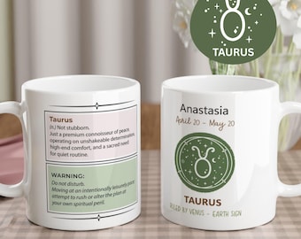 Taurus Definition Mug | Peace Connoisseur, Loyal Friend Zodiac Coffee Cup
