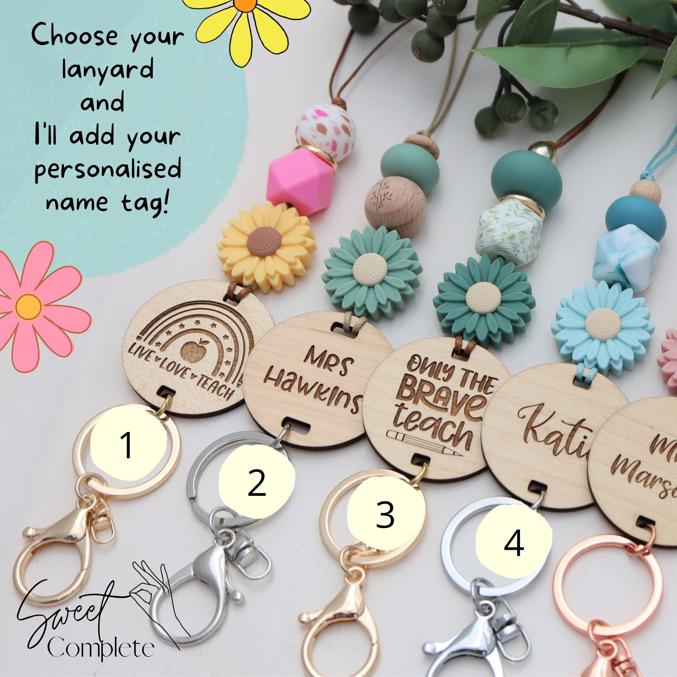 Daisy Personalised Lanyard Daisy Lanyard Teachers Lanyard Etsy Australia