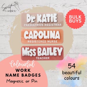 Personalised Work Name Badge - Colourful Name Badge - Custom Work Badge - Pink Name Badge - Personalised Gift