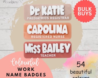Personalized Acrylic Work Name Badge – Colorful Botanical Design