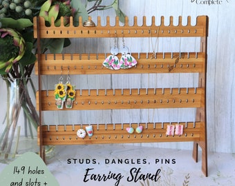 Jewelry Display Large - Jewellery 4 tier display - Earring holder - Ring holder - Wooden Anniversary gift - Woman's gift