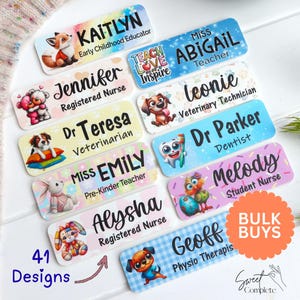 Personalized Work Name Badge - Colorful Name tags, Pin or Magnetic