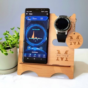 Personalised Phone Stand - Docking Stand - Docking Station - Wooden Anniversary gift