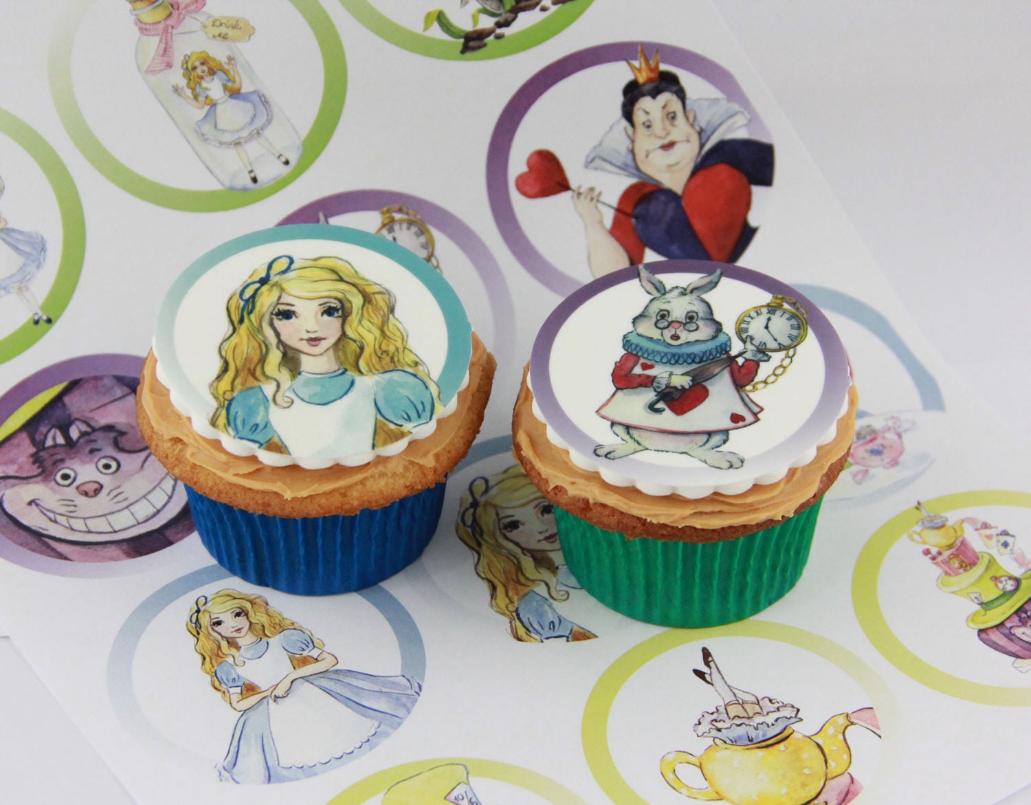 Alice in Wonderland edible Cake Toppers 12 fondant cake Etsy