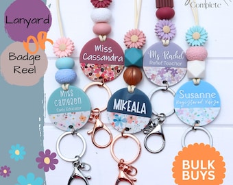 Floral Boho Daisy Lanyard or Badge Reel - Nurse Badge Reel - Daisy Badge Reel - Daisy Lanyard - Teachers Lanyard - Nurse Gift