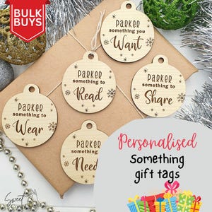 Personalised Christmas Name Tags - Something Gift Tags - Christmas Decorations - Wooden Gift Tags - Christmas Gift Tags