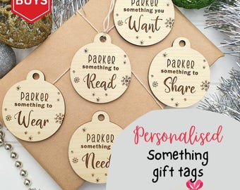 Personalised Christmas Name Tags - Something Gift Tags - Christmas Decorations - Wooden Gift Tags - Christmas Gift Tags