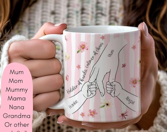 Personalised Mum Pink Meadow Mug – Holder of Hands, Calmer of Chaos