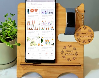 Personalised Woman&#39;s gift - Docking Stand - Phone Stand - Docking Station - Wooden Anniversary gift