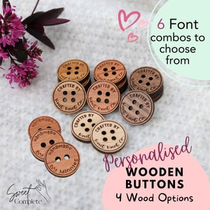 Product Tags - Custom Wooden buttons - Personalised Craft tags - Knitting Tags - Crochet Tags