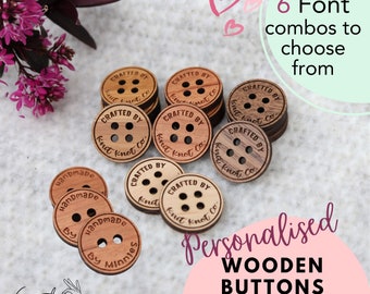 Product Tags - Custom Wooden buttons - Personalised Craft tags - Knitting Tags - Crochet Tags