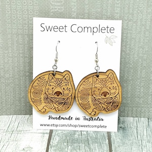Wombat earrings - Wood earrings - Statement earrings- Australian earrings - Animal earrings