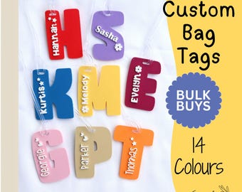 Personalised Letter Bag Tag – Custom Name Keyring for School, Luggage