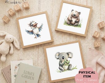Australian Animal Wall Art Set: Koala, Kookaburra, Wombat Wall Decor