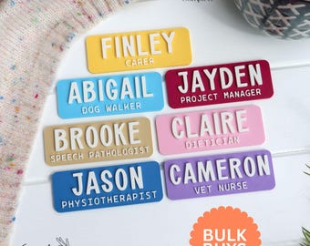Personalised Colour Name Badge 3D - Nurse - Vet - Dentist - Teacher - Midwife - Educator - Doctor - Magnet - Pin
