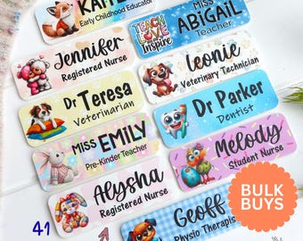 Personalized Work Name Badge - Colorful Name tags, Pin or Magnetic
