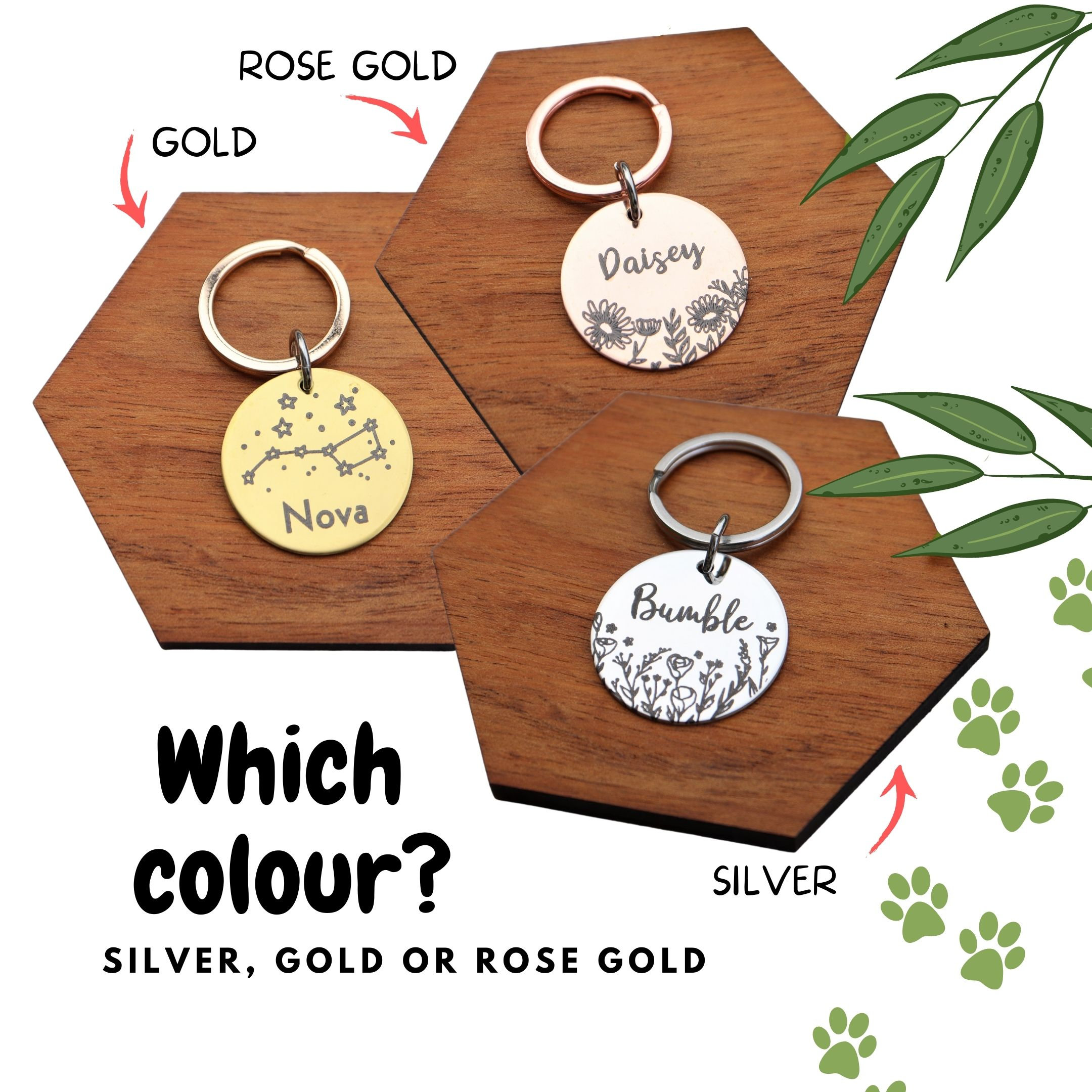 Personalised Wildflower Pet Name Tag Pet ID Tag Pet Gift Etsy Australia