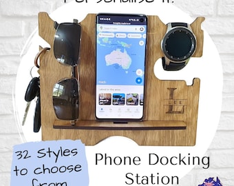 Personalised Wood Docking Station - Men's gift - Woman's gift - Dad's Gift - Father's Day - Phone Stand - Wooden Anniversary - Australia