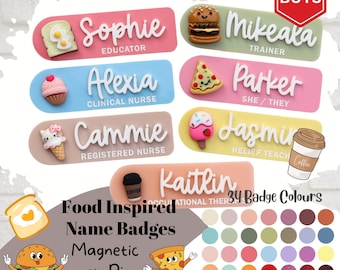 Food Name Badge - Personalised Tag - Nurse Coffee Badge - Teacher Gift - Pizza - Egg Toast - Ice cream - Cupcake