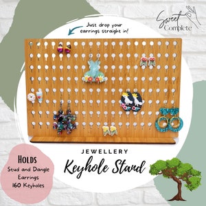 Earring holder - Large Easy-drop Keyhole Stand - Earrings Display - Jewellery stand - Pin Display - Wooden Anniversary gift