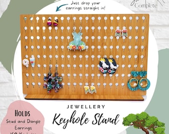 Earring holder - Large Easy-drop Keyhole Stand - Earrings Display - Jewellery stand - Pin Display - Wooden Anniversary gift