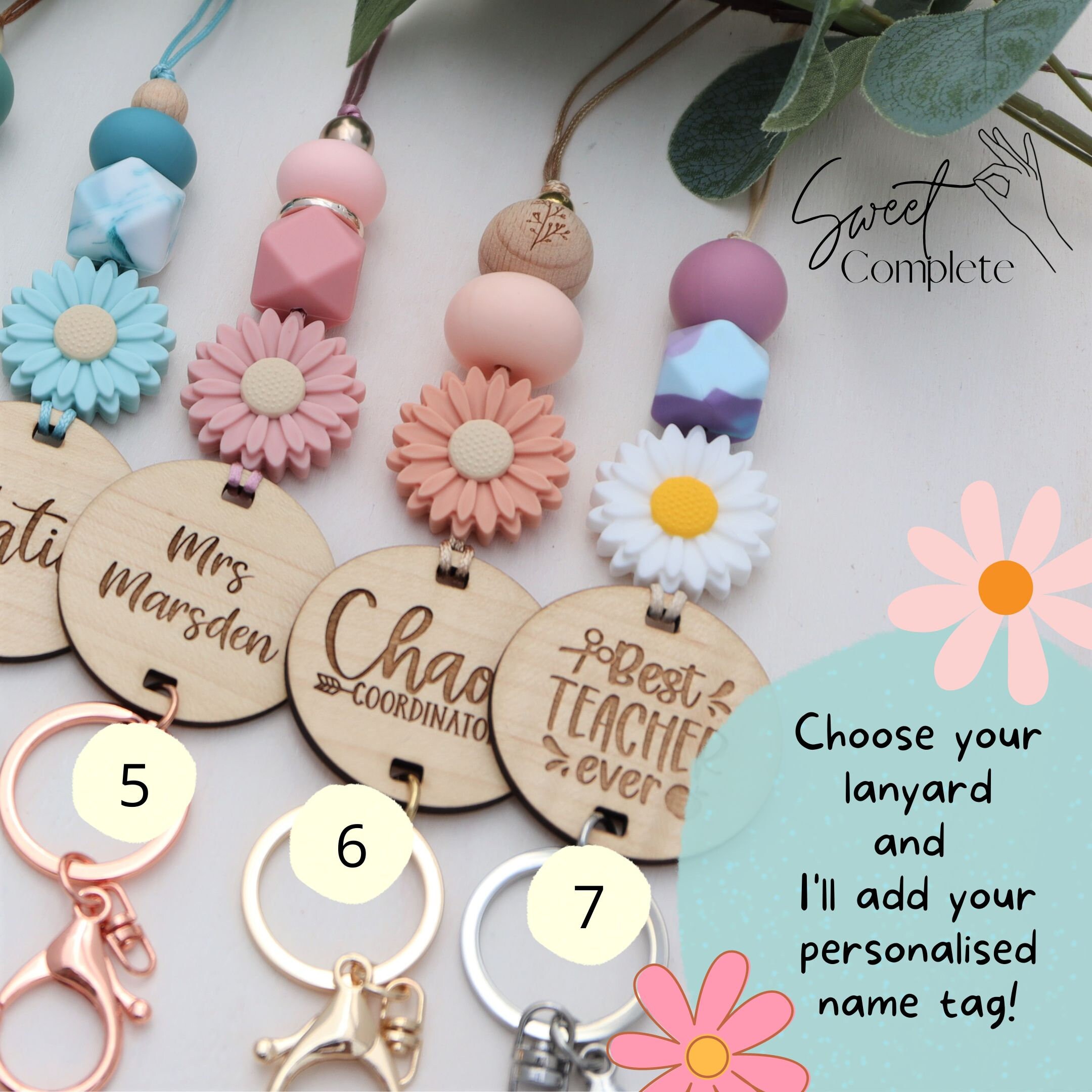 Daisy Personalised Lanyard Daisy Lanyard Teachers Lanyard Etsy Australia