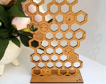 Expositor de joyas de madera con forma de panal - Expositor de joyas - Soporte para pendientes - Regalo de aniversario - Regalo para mujer