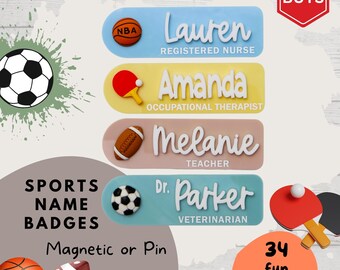 Cute Character Work Name Badge - Dog Name Badge - Flower Work Badge - Nurse Name Badge - Personalised Gift