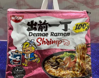 Recycled Packet Purse / Nissin Ramen / Shrimp / Wallet / Pink