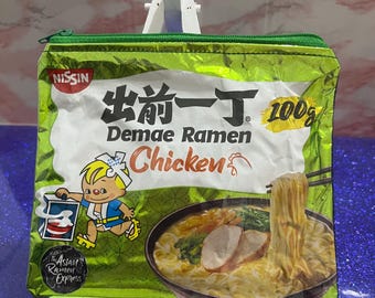 Recycled Packet Purse / Nissin Ramen / Chicken / Wallet / Green