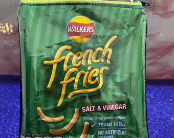 Recycled Packet Purse / Walkers French Fries / Salt & Vinegar / Green / Wallet