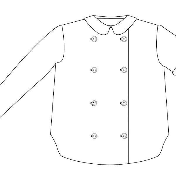 Sewing pattern Alphonse shirt 2_4_6 years old, double-breasted with claudine collar - Dauphin-Dauphine, Cortèges de Garance, wedding, groomsman