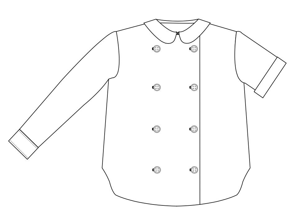 Sewing pattern Alphonse shirt 8_10_12 years old, double-breasted with claudine collar - Dauphin-Dauphine, Cortèges de Garance, wedding, groomsman