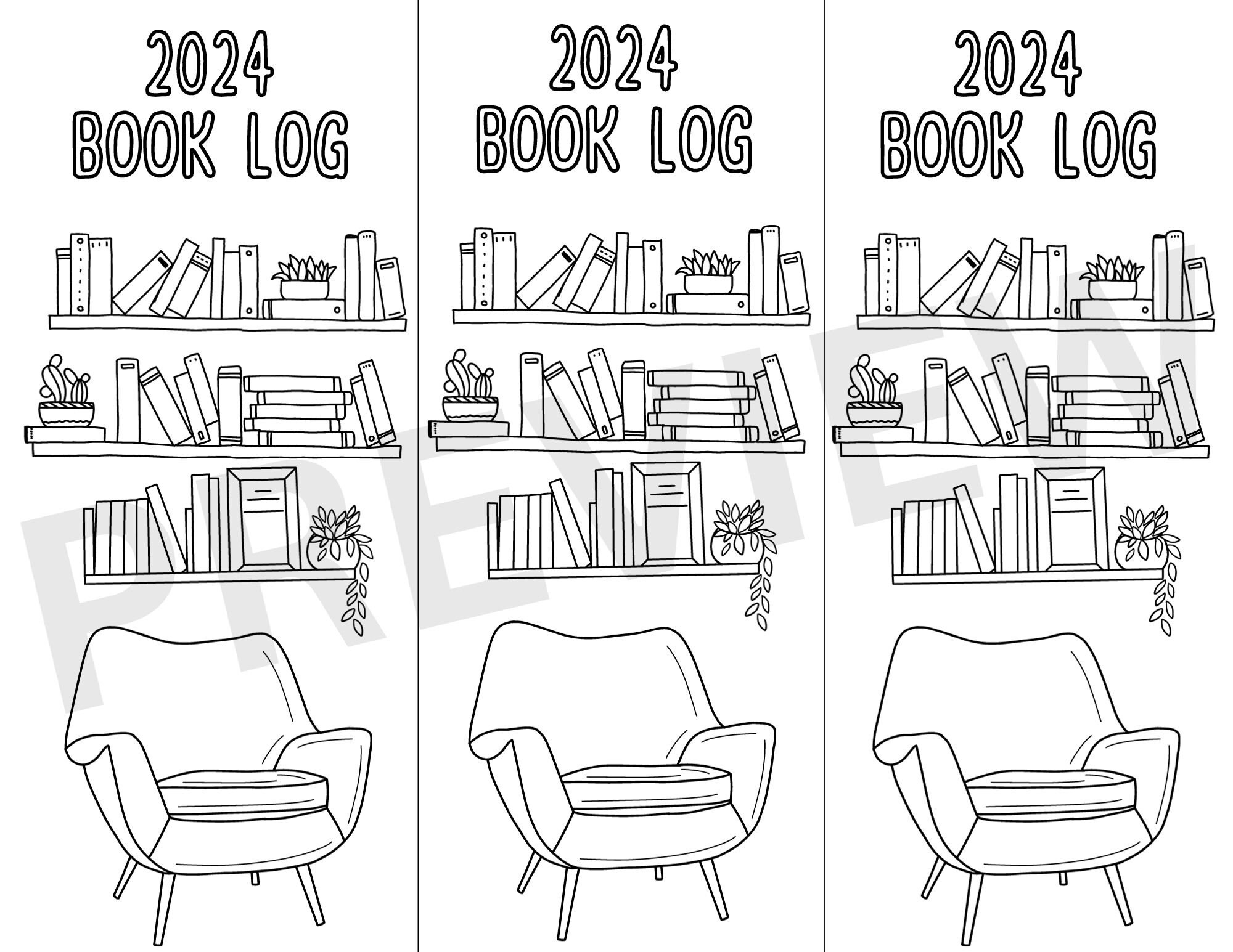 2024 Book Log Colorin Book Mark Etsy