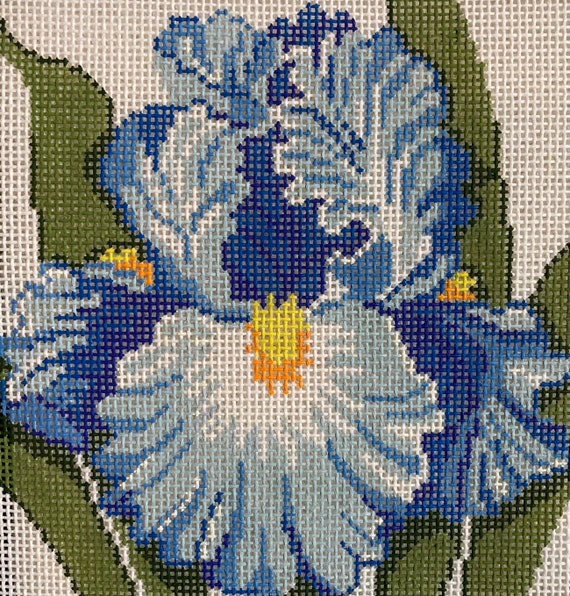 Blue Iris Needlepoint Canvas Etsy