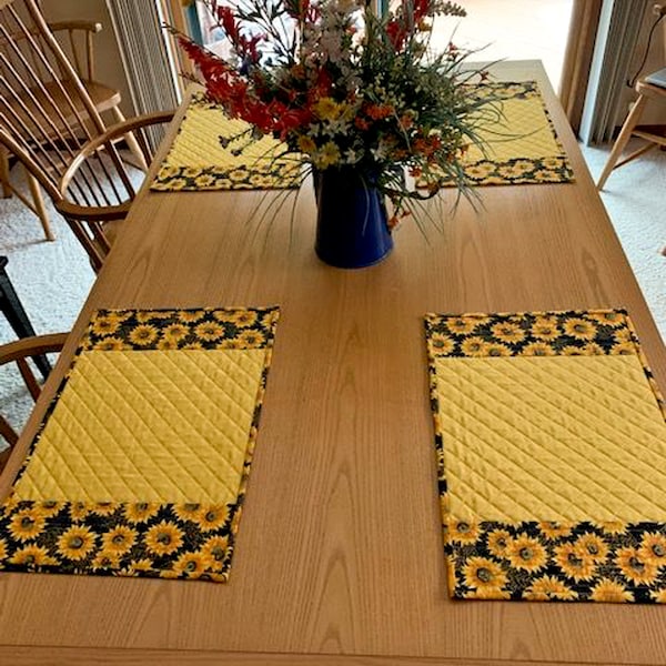Quilted Sunflower Placemats Set of 6 Etsy