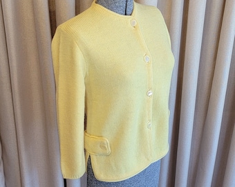 Vintage, 1960's, Bobbie Brooks, Yellow, Wool, Cardigan, Jumper, Sweater