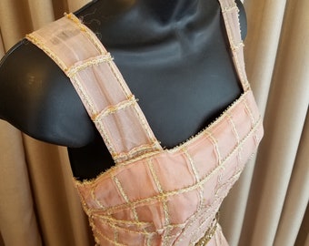 Vintage, 1950s, Original By Rudolph, Pink, Gold Metallic, Sleeveless, Formal, Special Occasion, Prom, Couture, Debutant, Dress, Full Circle