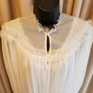 Vintage, anos 40, anos 50, Vanity Fair, branco, nylon, tule, noiva, lua de mel, sem mangas, camisola, robe, conjunto peignoir