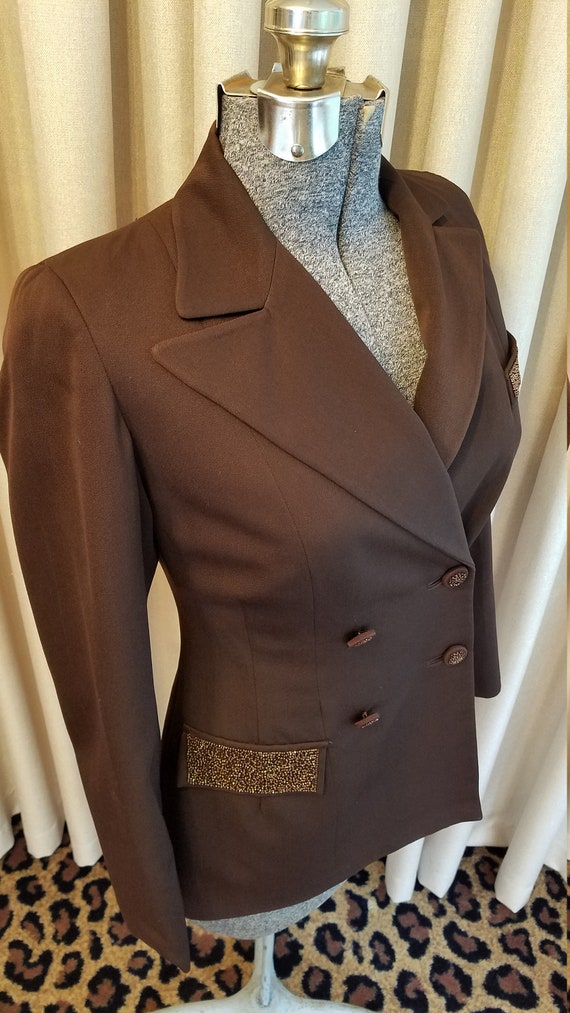 Vintage, 1940's, Copper Beaded, Brown, Wool, Long… - image 2