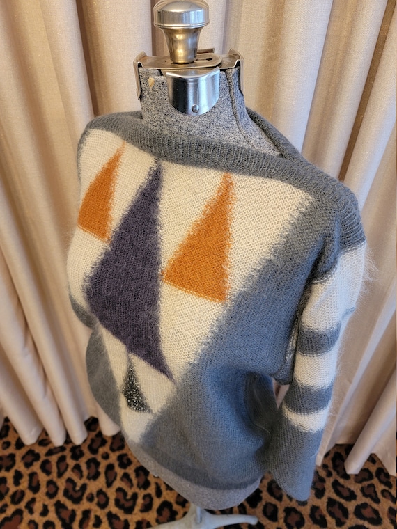 Vintage, 1980's, Escada, Mohair, Ivory, Gray, Must